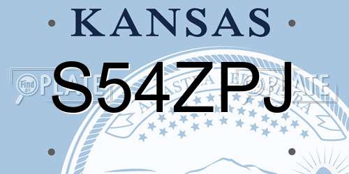 S54ZPJ Kansas License Plate