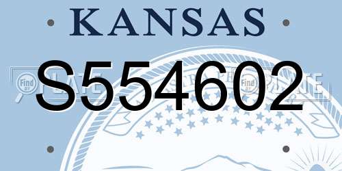 S554602 Kansas License Plate