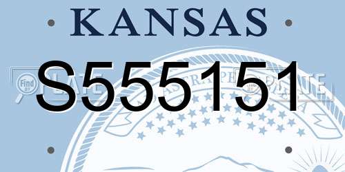 S555151 Kansas License Plate