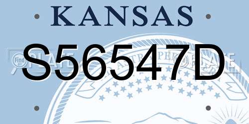 S56547D Kansas License Plate