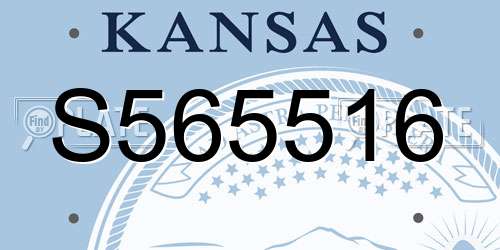 S565516 Kansas License Plate