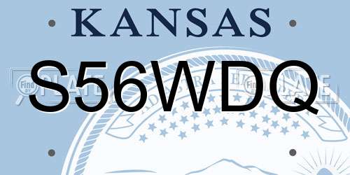 S56WDQ Kansas License Plate