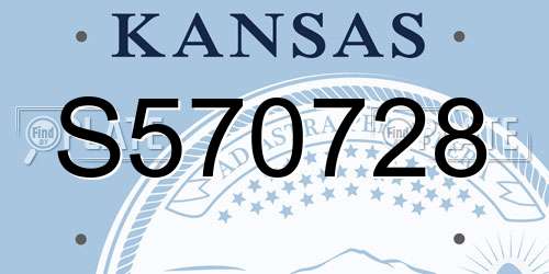 S570728 Kansas License Plate