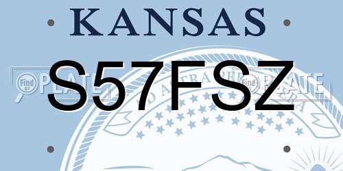 S57FSZ Kansas License Plate