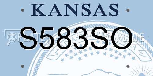 S583SO Kansas License Plate