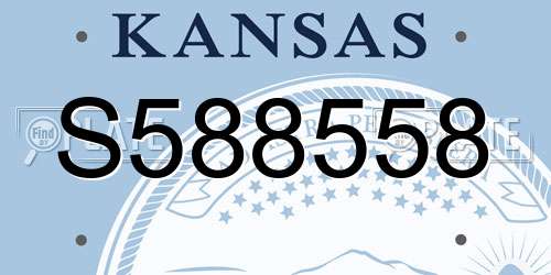 S588558 Kansas License Plate