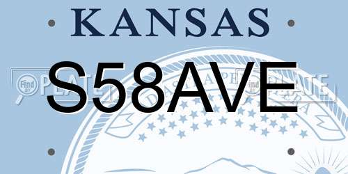 S58AVE Kansas License Plate