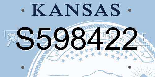 S598422 Kansas License Plate