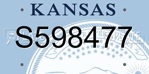 S598477 Kansas License Plate
