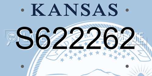 S622262 Kansas License Plate