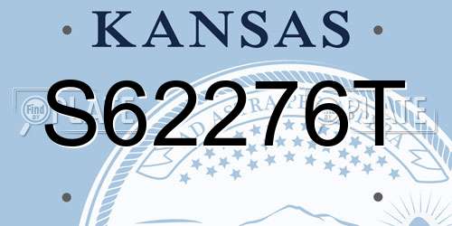 S62276T Kansas License Plate