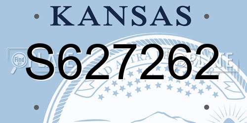 S627262 Kansas License Plate