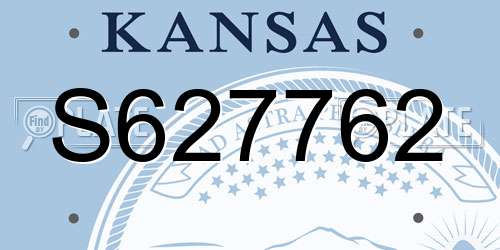S627762 Kansas License Plate