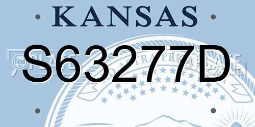 S63277D Kansas License Plate