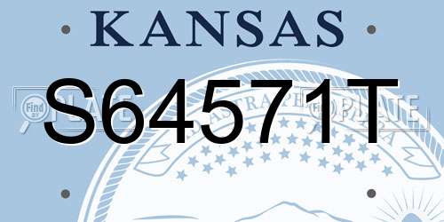 S64571T Kansas License Plate