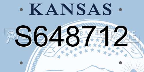 S648712 Kansas License Plate