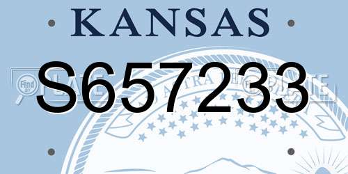 S657233 Kansas License Plate