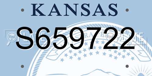 S659722 Kansas License Plate