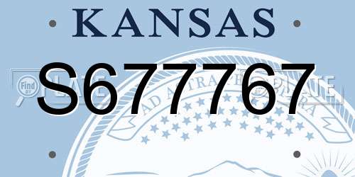 S677767 Kansas License Plate