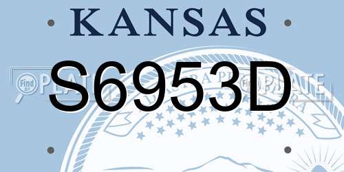 S6953D Kansas License Plate