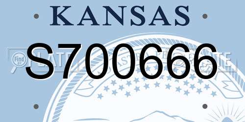 S700666 Kansas License Plate