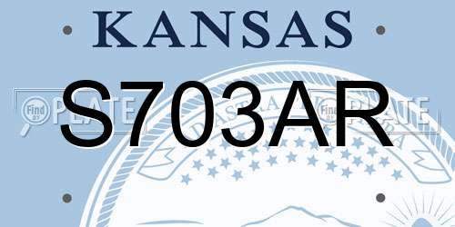 S703AR Kansas License Plate
