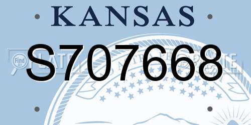 S707668 Kansas License Plate