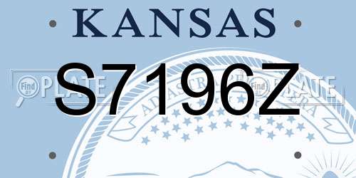 S7196Z Kansas License Plate
