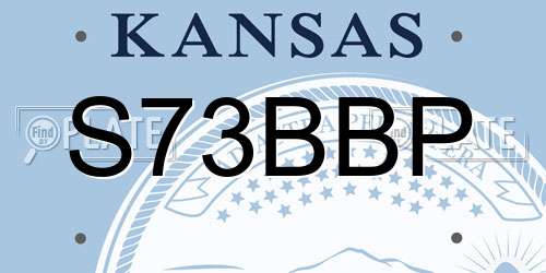 S73BBP Kansas License Plate