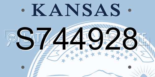 S744928 Kansas License Plate
