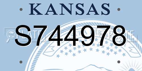 S744978 Kansas License Plate