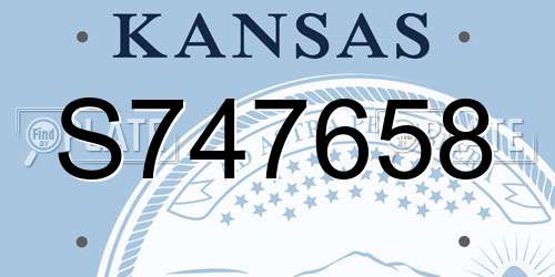 S747658 Kansas License Plate