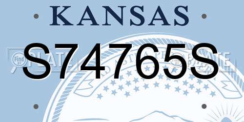 S74765S Kansas License Plate