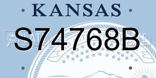 S74768B Kansas License Plate