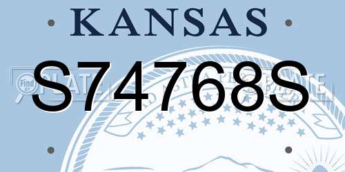 S74768S Kansas License Plate