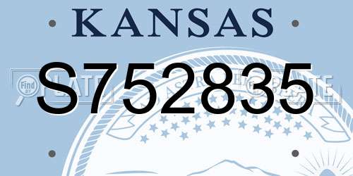 S752835 Kansas License Plate