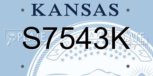 S7543K Kansas License Plate
