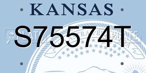S75574T Kansas License Plate