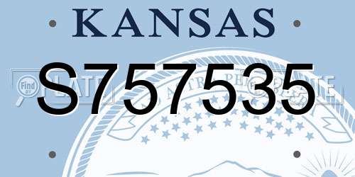 S757535 Kansas License Plate