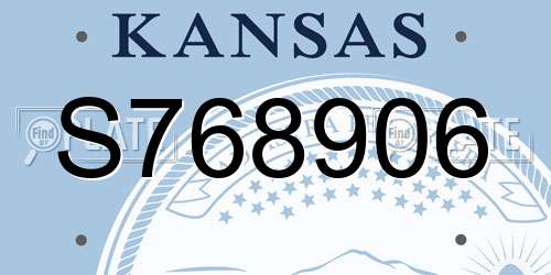 S768906 Kansas License Plate