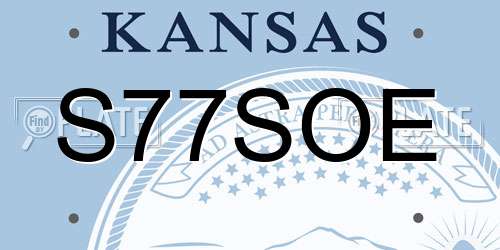 S77SOE Kansas License Plate