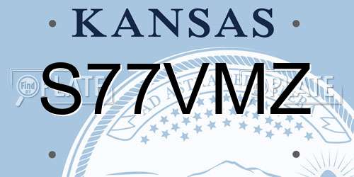 S77VMZ Kansas License Plate
