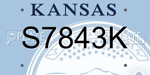 S7843K Kansas License Plate