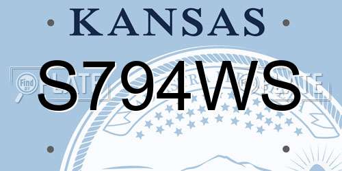 S794WS Kansas License Plate