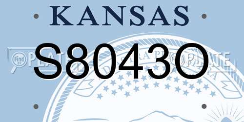 S8043O Kansas License Plate