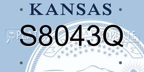 S8043Q Kansas License Plate