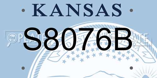 S8076B Kansas License Plate