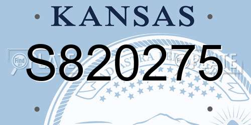 S820275 Kansas License Plate