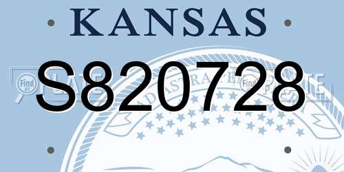 S820728 Kansas License Plate