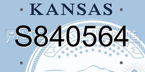 S840564 Kansas License Plate